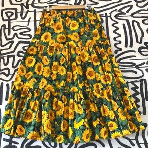 VINTAGE SUNFLOWER TIERED MAXI SKIRT